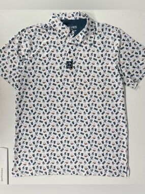 Pins And Aces Performance Golf Polo Little Dilly AOP Limited Pattern Men Large